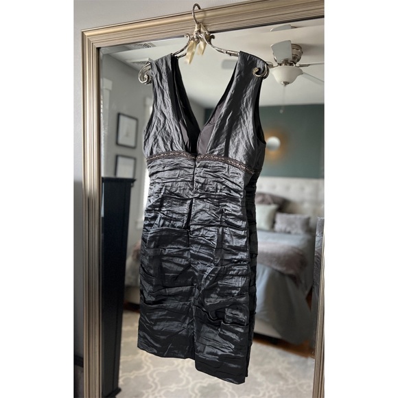 Nicole Miller Ruched V-Neck Dress with Beading - Picture 2 of 8